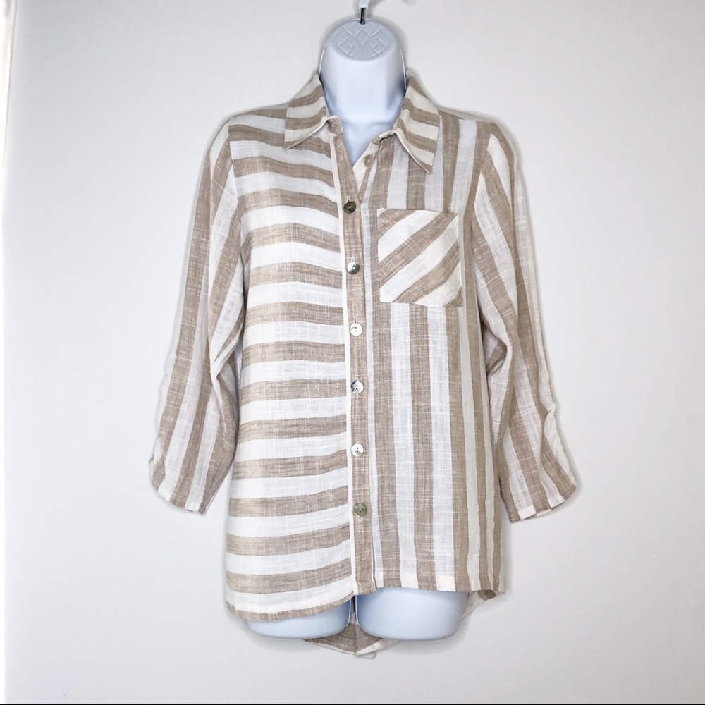 Soft Surroundings Linen Button Up Blouse. - image 1